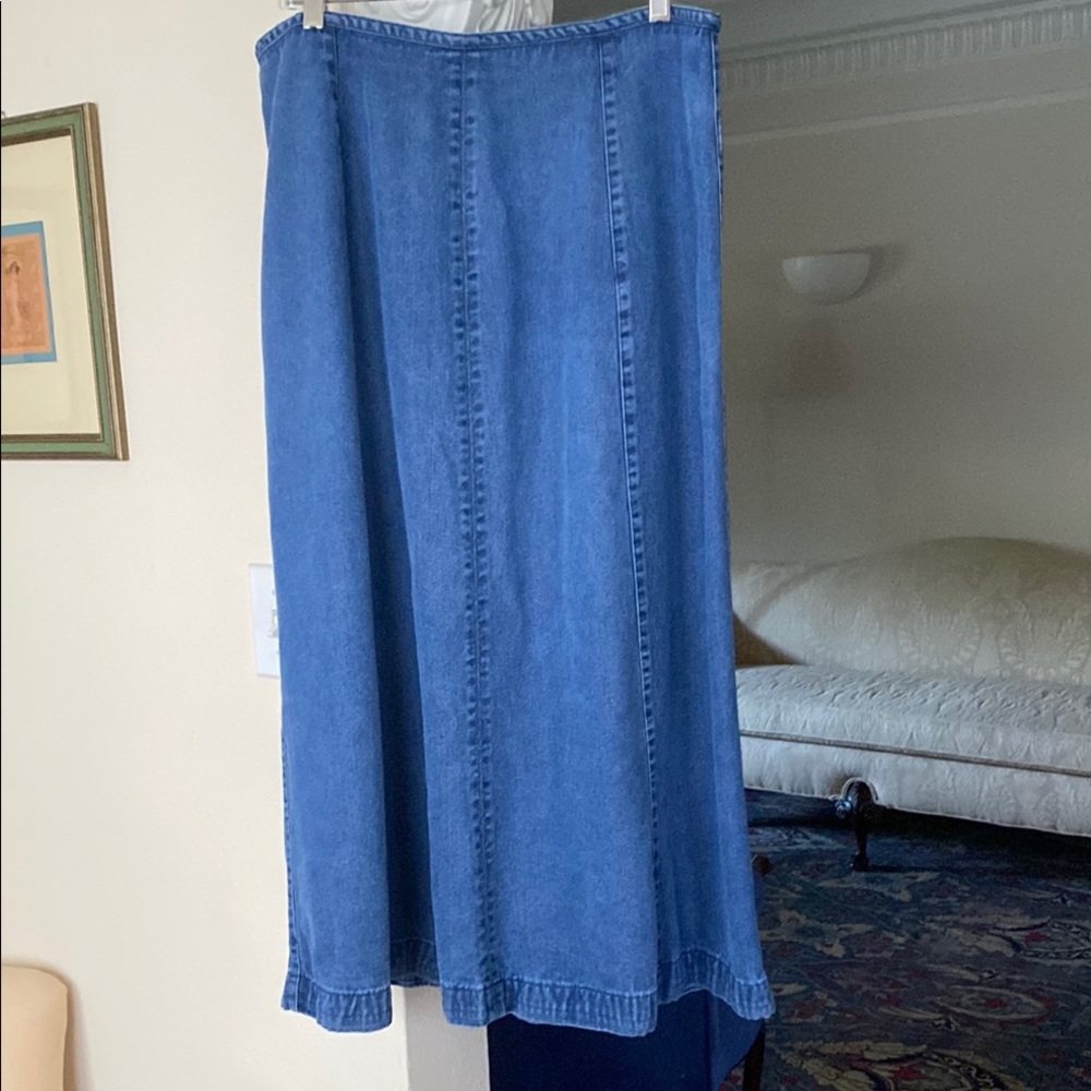 Liz Claiborne Liz Wear A-Line Eight Panel Zipper Back Jeans Skirt 16